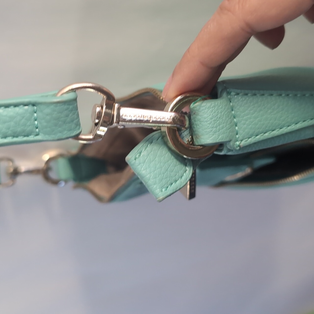 Rocco Barocco designer Teal cross body bag With gold Accents - Picture 6 of 13